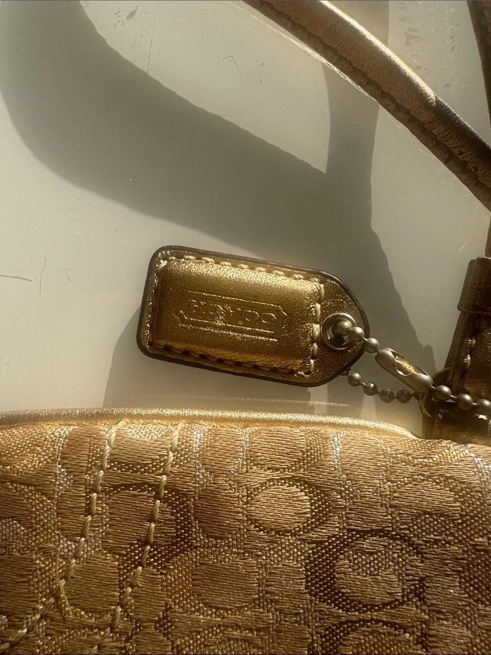 Coach Metallic Gold Signature Clutch Wristlet
